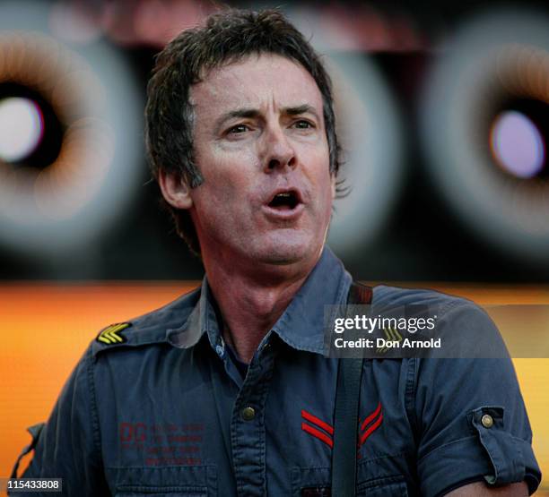 Rob Hirst of Ghostwriters performs on stage at the Australian leg of the Live Earth series of concerts, at Aussie Stadium, Moore Park on July 7, 2007...