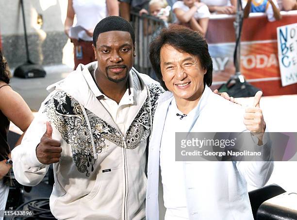 Chris Tucker and Jackie Chan at the NBC's "Today Show" at Rockefellar Centre on August 3, 2007 in New York, United States.