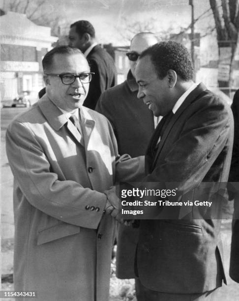 At right is James Meredith, civil rights activist. At left is Minnesota State Sen. Harmon Ogdahl, who was a Republican candidate in 1968 for...