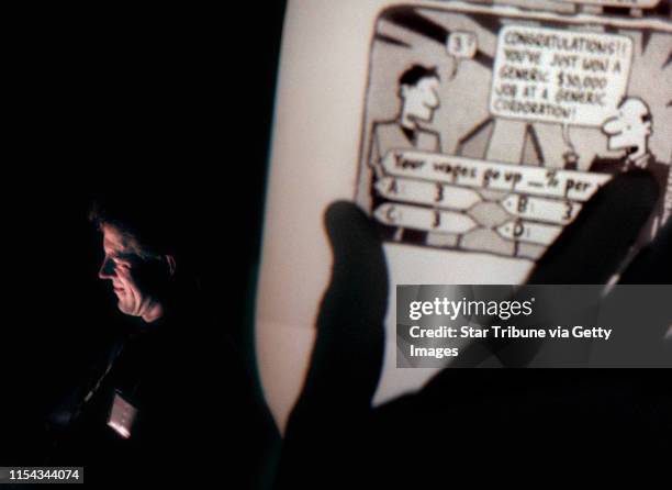 June 22, 2000 -- Minneapolis, MN--This Picture--Steve Benson, President of the American Association of Editorial Cartoonists and an editoral...