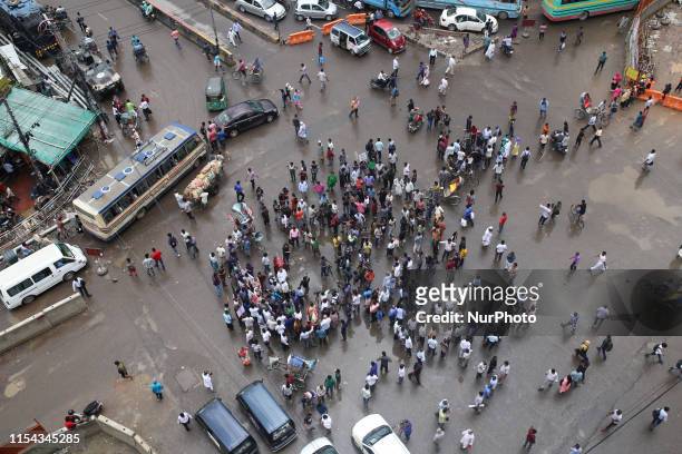 Supporters of Left Democratic Alliance block road during a half-day strike across the country protesting the recent gas price hike in Dhaka,...