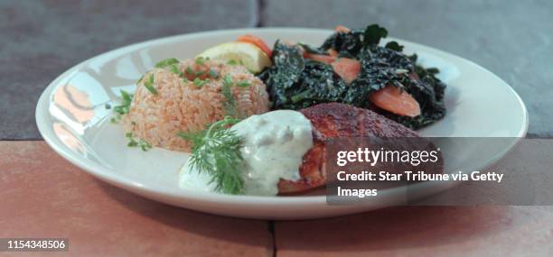 Minneapolis, Mn., Sat., Mar. 17, 2001--Cafe Brenda/restaurant review. IN THIS PHOTO:Wild striped sea bass rubbed with cajun spice with creme fraiche...