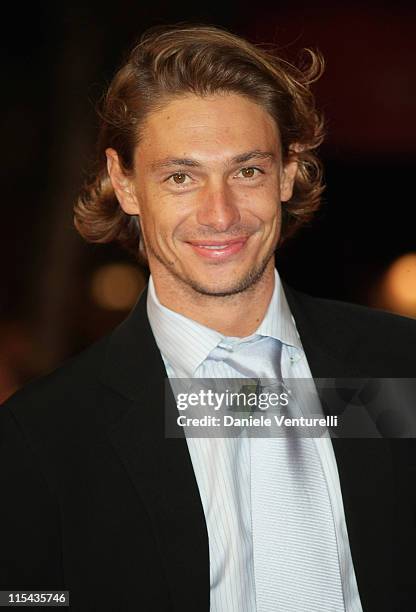 Giorgio Pasotti attends the Filmitalia Unifrance "Up And Coming Stars" premiere during Day 5 of the 2nd Rome Film Festival on October 22, 2007 in...