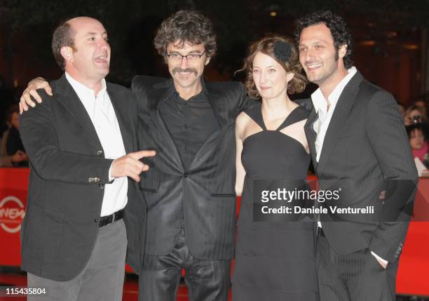 Antonio Albanese, Silvio Soldini, Alba Caterina Rohrwacher and Fabio Troiano attend the 'Giorni E Nuvole' premiere during Day 5 of the 2nd Rome Film...