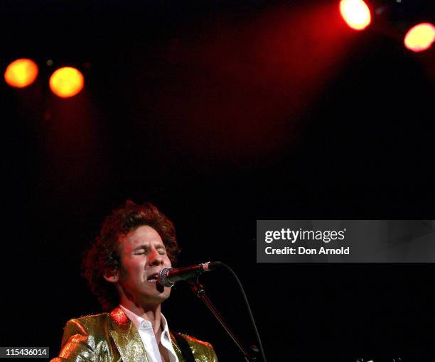 Australian musician Ben Lee performs on stage in concert in support of his latest album "Ripe" at The Metro Theatre on October 23, 2007 in Sydney,...