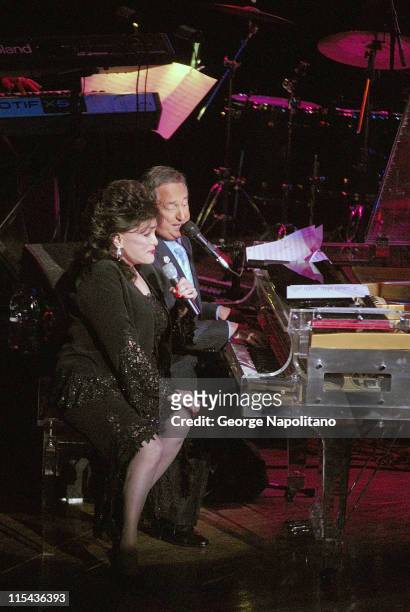 Singer Connie Francis with Neil Sedaka during the show celebrating Neil Sedaka 50 years of hits at Lincoln's Center Avery Fischer Hall on October 26,...