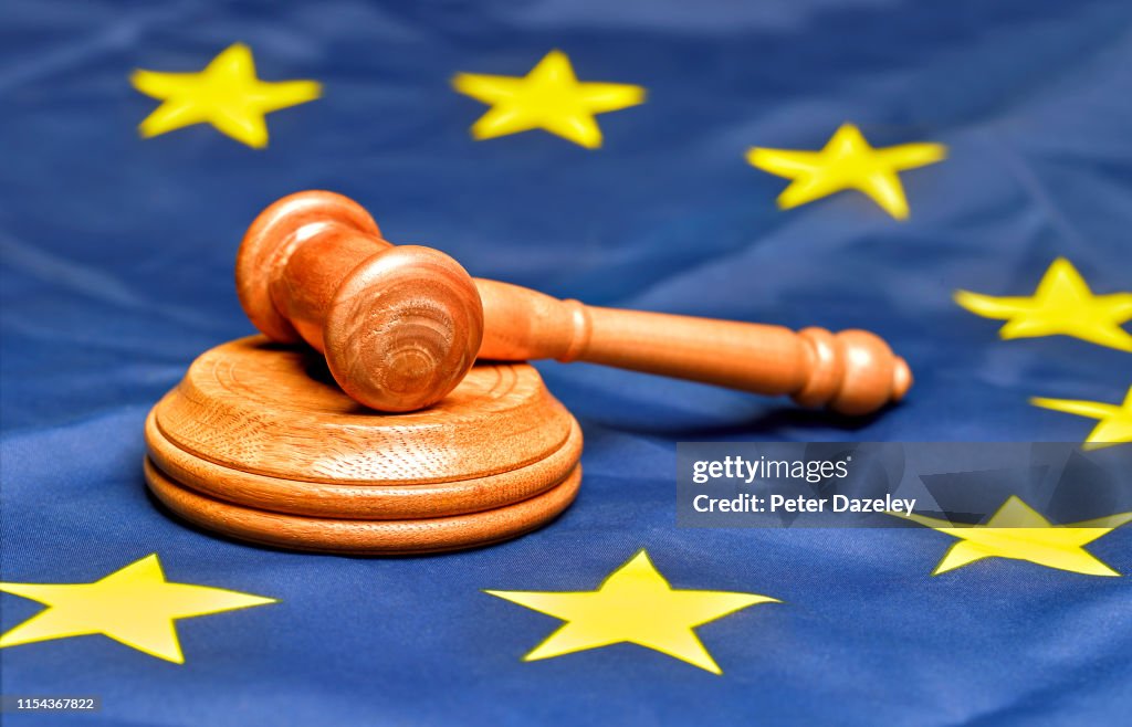 EU Flag with gavel