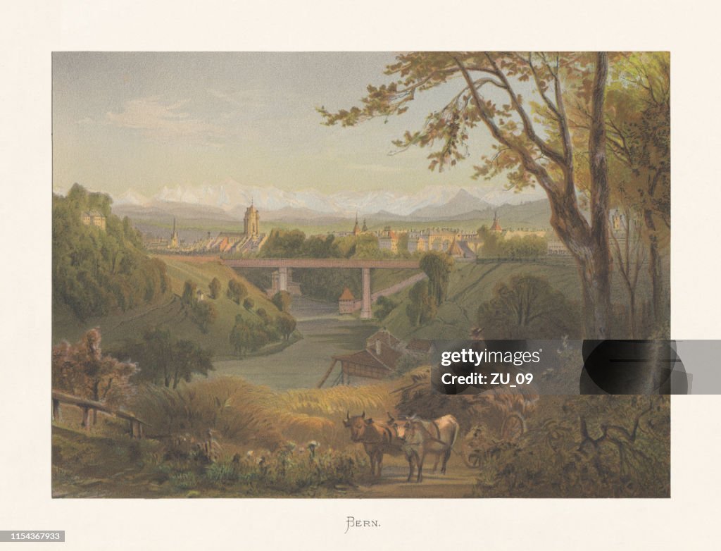 Historischer Blick auf die Schweiz, Chromolithographie, erschienen um 1872