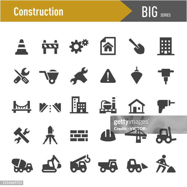 construction icons - big series - vehicle scoop stock illustrations