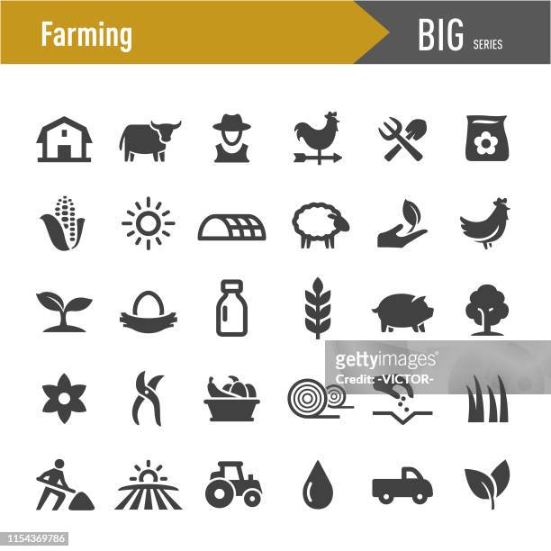 farming icons - big series - pitchfork stock illustrations