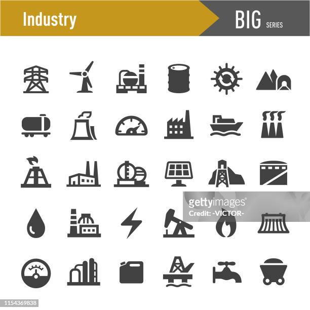 industrie-icons-big series - fabrik stock-grafiken, -clipart, -cartoons und -symbole