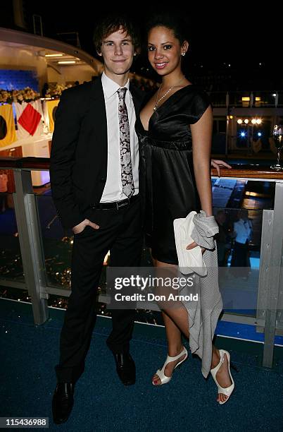 Reece Wakefield and Sophie Ndaba attends a naming ceremony for the Pacific Dawn at the Overseas Passenger Terminal on November 8, 2007 in Sydney,...