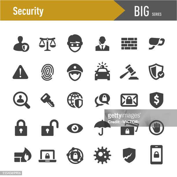 illustrazioni stock, clip art, cartoni animati e icone di tendenza di set icone di sicurezza - grande serie - misure di sicurezza