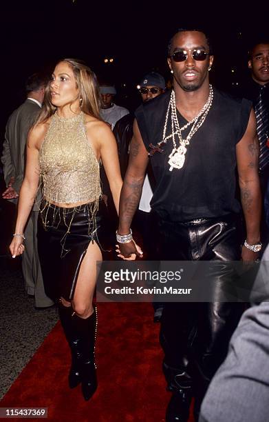 Jennifer Lopez and Sean "Diddy" Combs during The 1999 MTV Video Music Awards at Metropolitan Opera House in New York City, New York, United States.