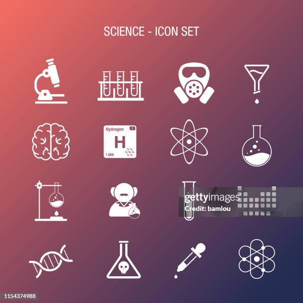 science icon set coral and navy gradient - beaker isolated stock illustrations