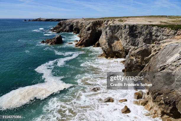 The wild coast and the beaches of the peninsula of Quiberon in Morbihan on June 02, 2019 in Bretagne, France.