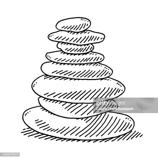 stack of zen stones drawing - stone object stock illustrations