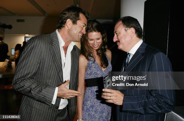 Dave Evans, Ashley Shallis and Telstra Chief Sol Trujillo attend the official Telstra launch for T at the Telstra Building on October 31, 2007 in...