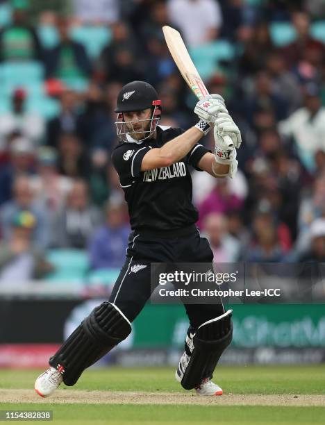 Kane Williamson of New Zealand in action during the Group Stage match of the ICC Cricket World Cup 2019 between Bangladesh and New Zealand at The...