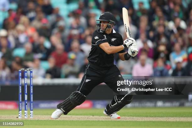 Ross Taylor of New Zealand in action during the Group Stage match of the ICC Cricket World Cup 2019 between Bangladesh and New Zealand at The Oval on...