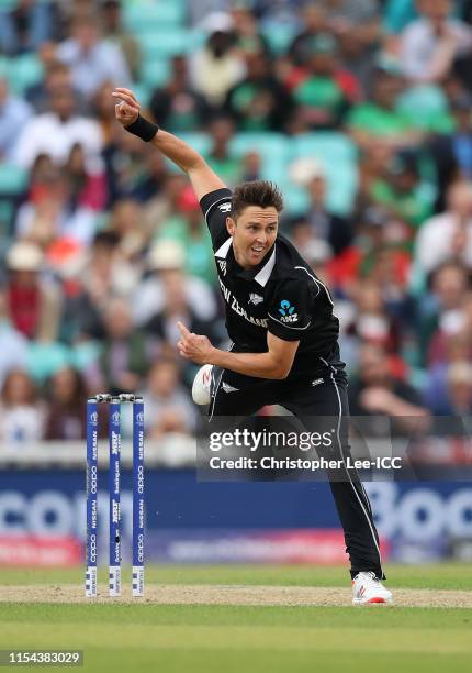 Trent Boult of New Zealand in action during the Group Stage match of the ICC Cricket World Cup 2019 between Bangladesh and New Zealand at The Oval on...