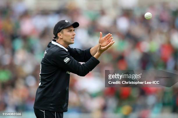 Trent Boult of New Zealand in action during the Group Stage match of the ICC Cricket World Cup 2019 between Bangladesh and New Zealand at The Oval on...