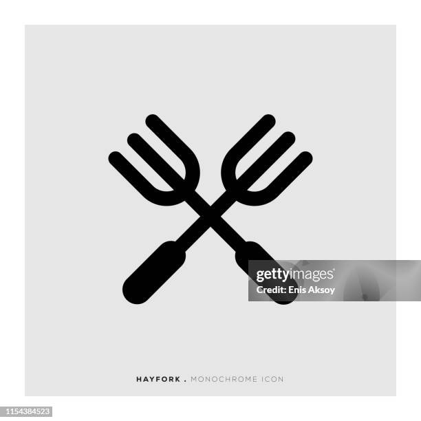 hayfork icon - rustic silverware stock illustrations