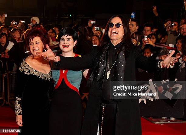 Sharon Osbourne, Ozzy Osbourne and Kelly Osbourne arrive at the 2008 Brit Awards held at Earls Court on February 20, 2008 in London, England.