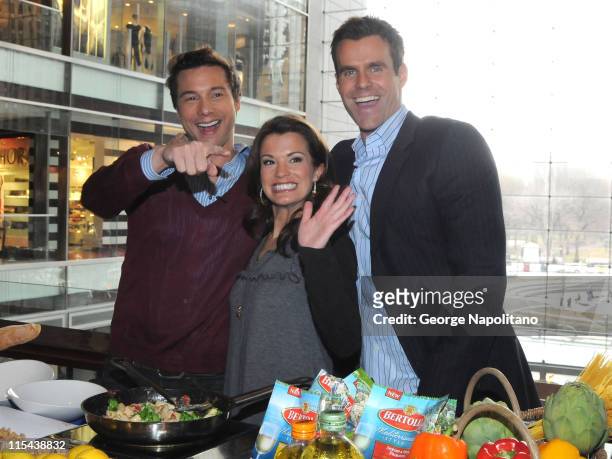 Chef Rocco DiSpirito with actors Melissa Claire Egan and Cameron Mathison from "All My Children" launch the "Dinner and Your Movie" contest on March...