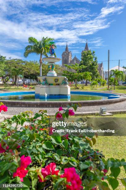 view of independence square and immaculate conception catholic co-cathedral, basseterre, st. kitts and nevis, west indies, caribbean, central america - basseterre stock pictures, royalty-free photos & images