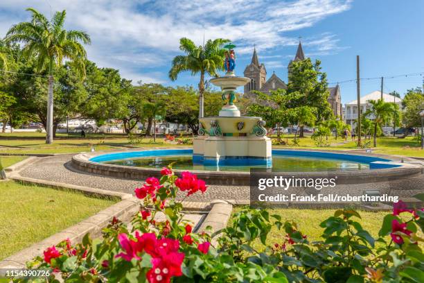 view of independence square and immaculate conception catholic co-cathedral, basseterre, st. kitts and nevis, west indies, caribbean, central america - basseterre stock pictures, royalty-free photos & images