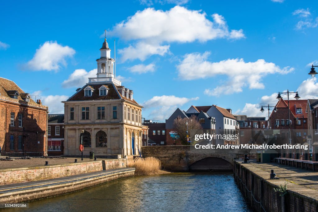 The Customs House on the historic Purfleet Quay in Kings Lynn, Norfolk, England, United Kingdom, Europe