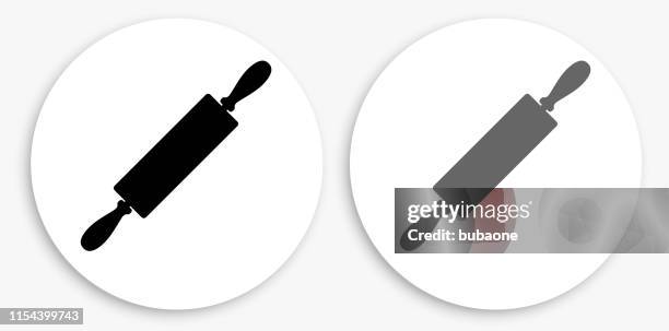 roller black and white round icon - rolling pin stock illustrations