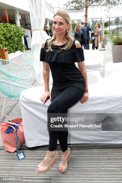 Tennis player Tatiana Golovin attends the 2019 French Tennis Open - Day Thirteen at Roland Garros on June 07, 2019 in Paris, France.