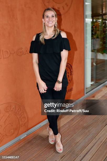 Tennis player Tatiana Golovin attends the 2019 French Tennis Open - Day Thirteen at Roland Garros on June 07, 2019 in Paris, France.