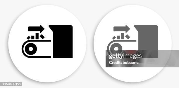 input on conveyor belt black and white round icon - input stock illustrations