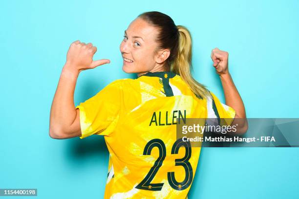 Teigen Allen of Australia poses for a portrait during the official FIFA Women's World Cup 2019 portrait session at Royal Hainaut Spa & Resort Hotel...