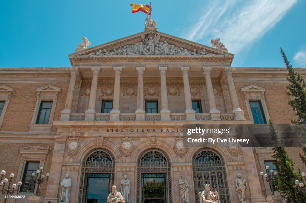 Library In Spain National Library Of Spain Facade Madrid High-Res Stock Photo - Getty Images