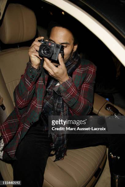 Lenny Kravitz arrive at the Patrick Demarchelier's exhibition Party on September 29, 2008 in Paris, France.