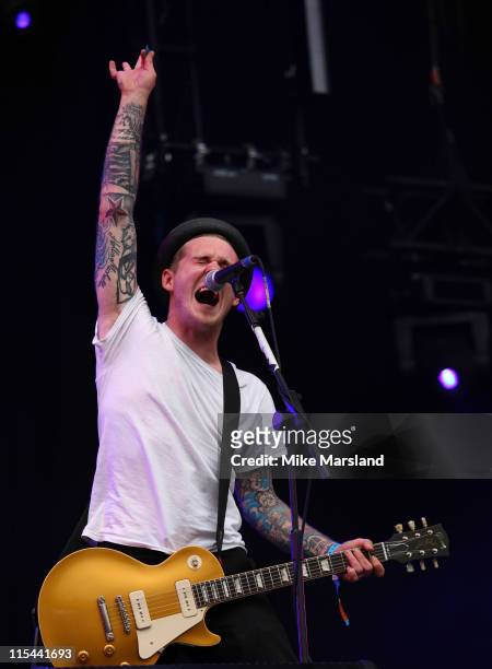 Brian Fallon of The Gaslight Anthem performs on day three of Hard Rock Calling at Hyde Park on June 28, 2009 in London, England.