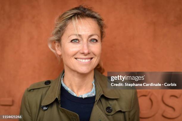 Journalist Anne-Sophie Lapix attends the 2019 French Tennis Open - Day Thirteen at Roland Garros on June 07, 2019 in Paris, France.