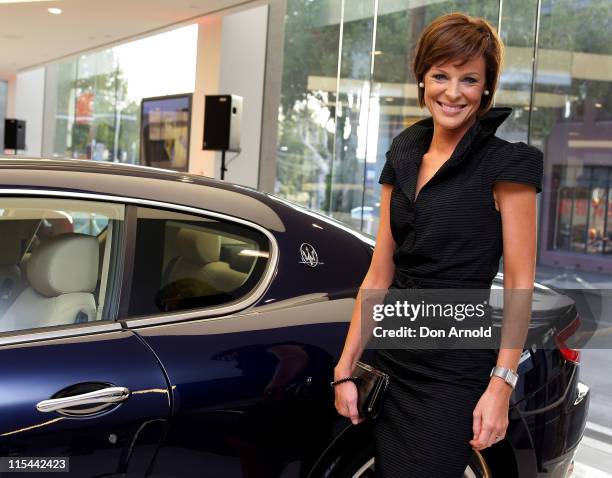 Natasha Belling attends the opening of the world's latest Ferrari and Maserati dealership, Ferrari Maserati Sydney, at Elizabeth Street, Waterloo on...