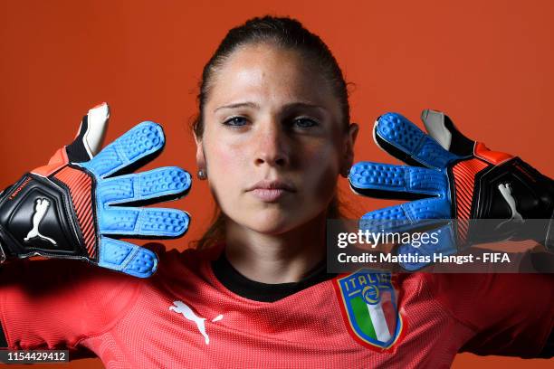 Laura Giuliani of Italy poses for a portrait during the official FIFA Women's World Cup 2019 portrait session at Royal Hainaut Spa & Resort Hotel on...