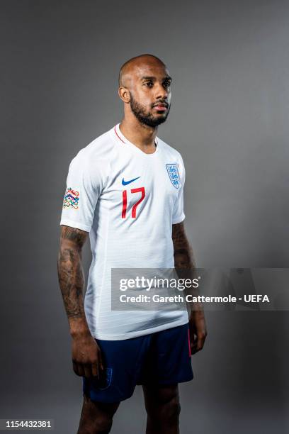 Fabian Delph of England poses for a portrait at St Georges Park on June 04, 2019 in Burton-upon-Trent, England.