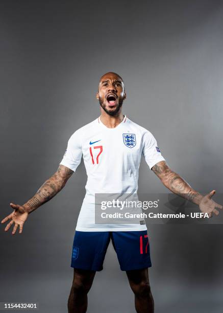 Fabian Delph of England poses for a portrait at St Georges Park on June 04, 2019 in Burton-upon-Trent, England.