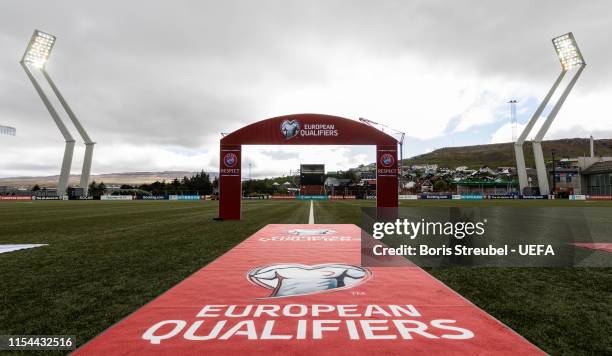 General view of the stadium prior to the UEFA Euro 2020 Qualifier Group F match between Faroe Islands and Spain at Torsvollur on June 07, 2019 in...