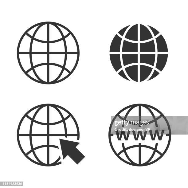 web concept globe icon set and website icon. - www stock illustrations