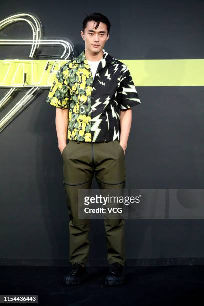 Model Zhao Lei attends Prada Spring/Summer 2020 Menswear Fashion Show on June 6, 2019 in Shanghai, China.