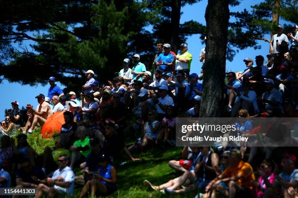 Fans looks on from the ninth green during the second round of the RBC Canadian Open at Hamilton Golf and Country Club on June 07, 2019 in Hamilton,...