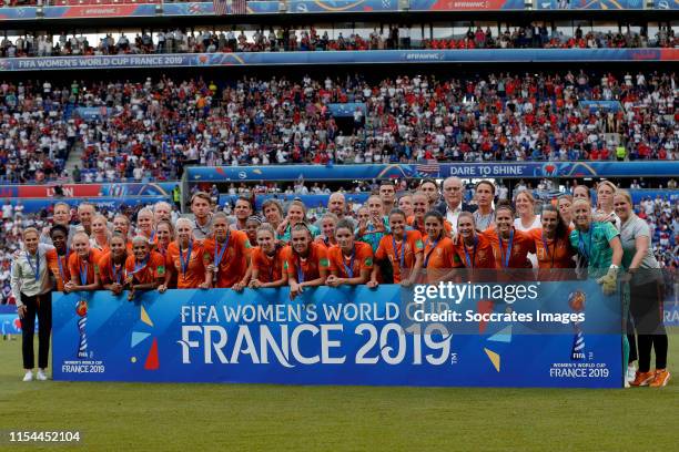 Coach Sarina Wiegman of Holland Women, assistant trainer Arjan Veurink of Holland Women, assistant Niels de Vries of Holland Women, Liza van der Most...